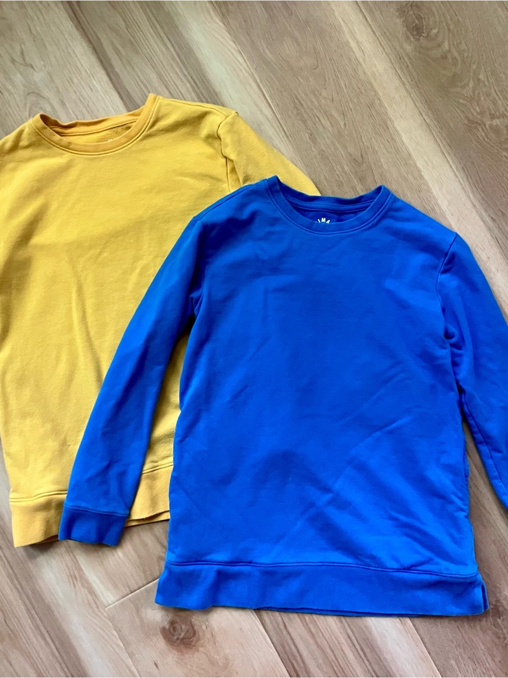 Primary Kids Tunic Sweatshirts in Blue and Yellow
